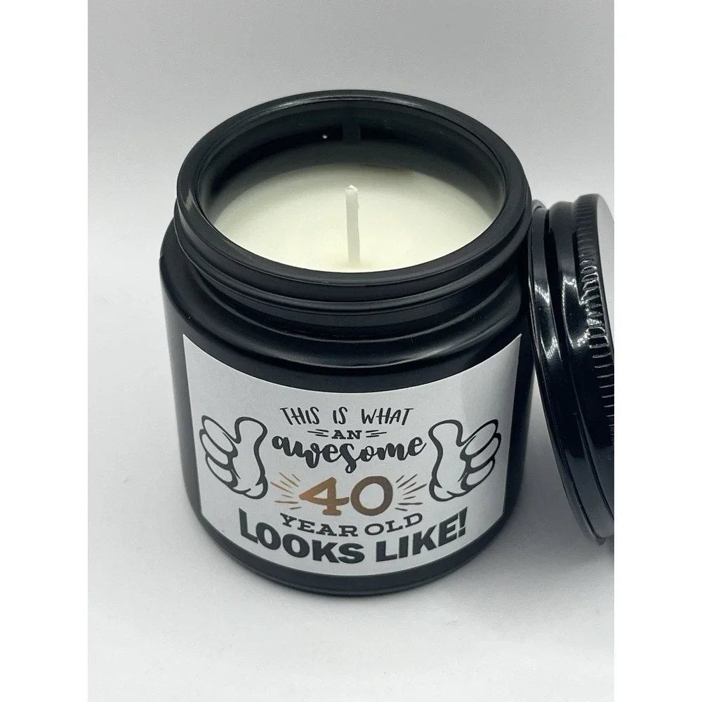 Awesome‎ 40th Birthday Gift Scented Candle Matte Black Jar